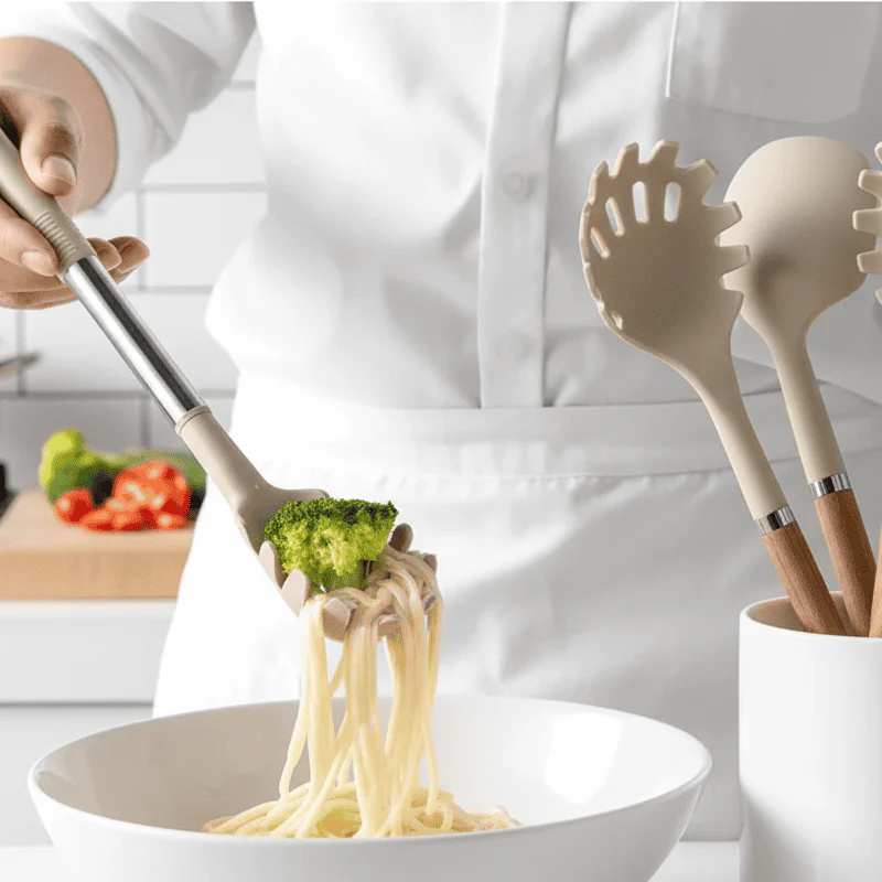 UTENSIVIA – Heat-resistant 11-piece kitchen tool set with wood handle look - Image 4
