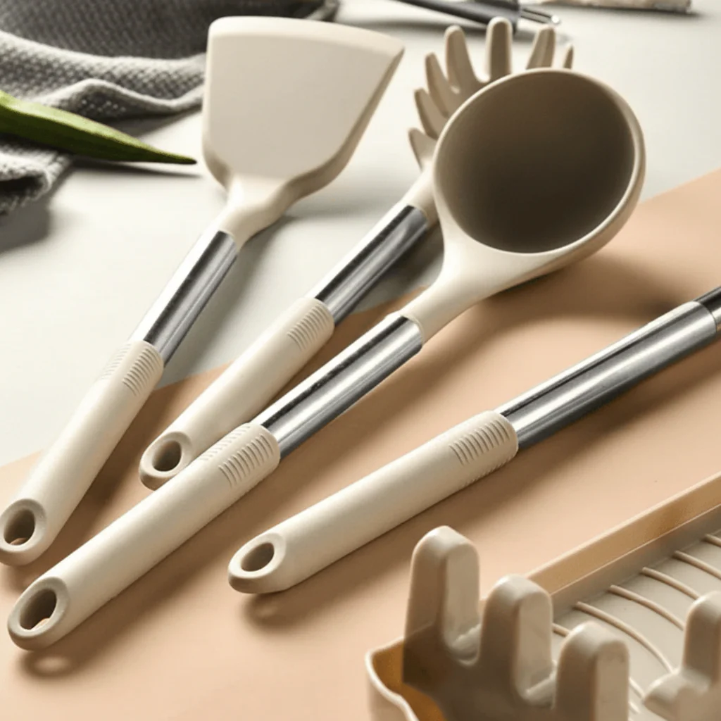UTENSIVIA – Heat-resistant 11-piece kitchen tool set with wood handle look - Image 5