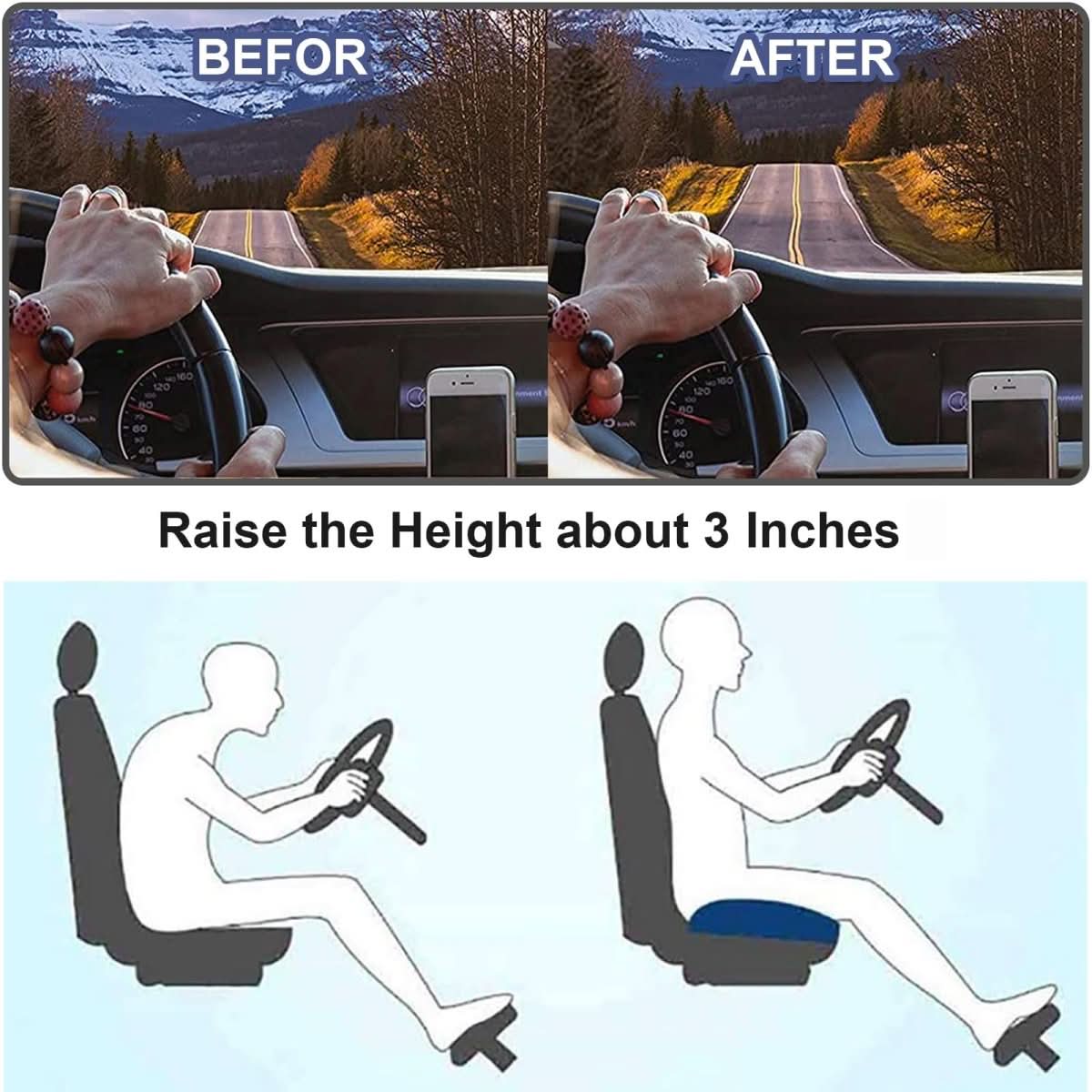 VIEWBOOST – Ergonomic Car Seat Cushion for Better Visibility and Comfort - Image 4