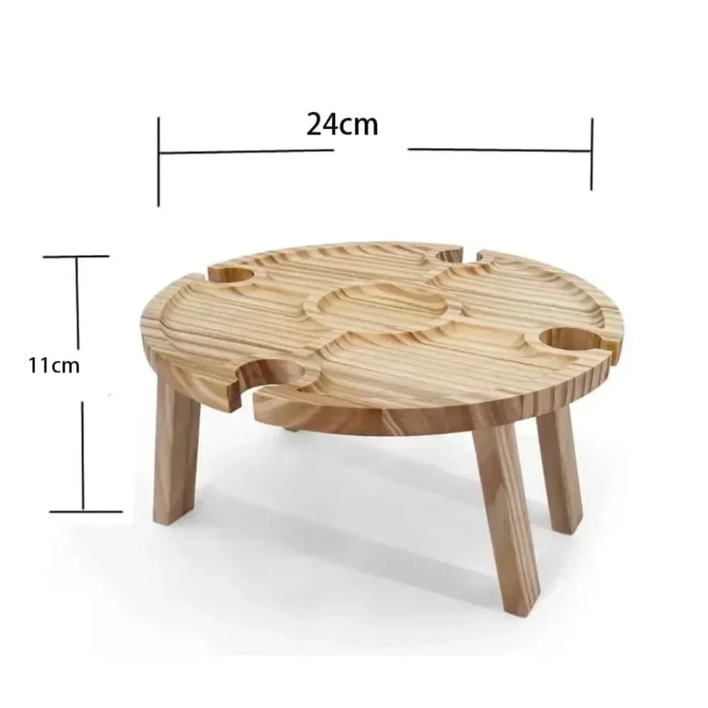 VINOFIELDX – Portable Foldable Wooden Picnic Table for Outdoor Dining with Wine Holder - Image 5