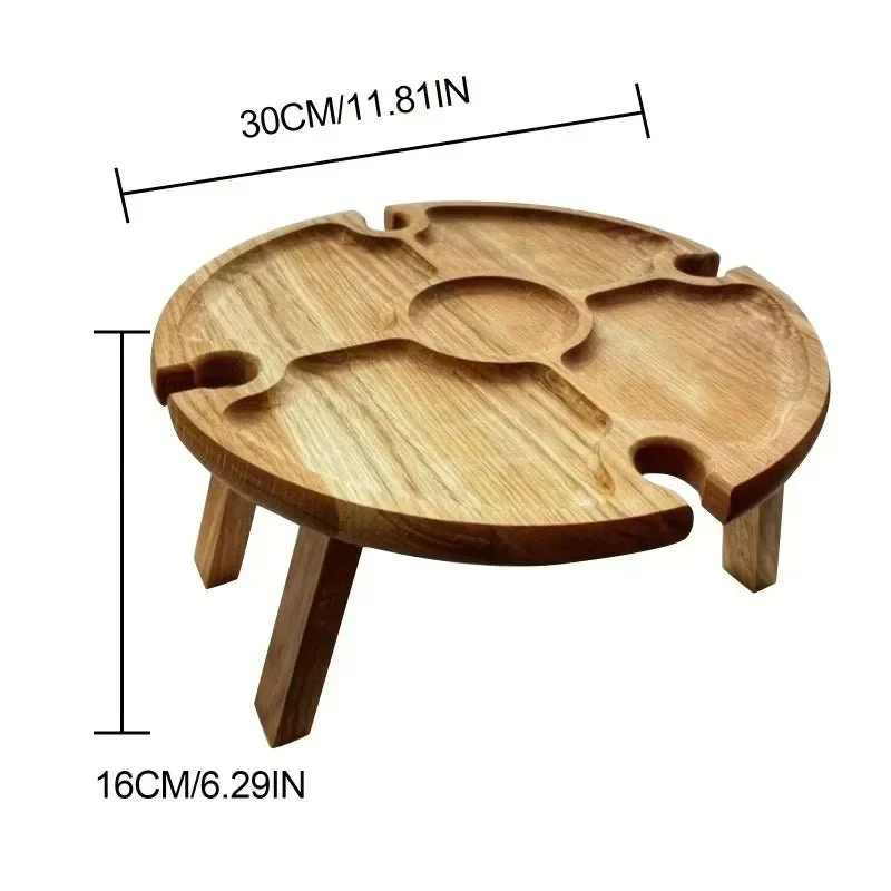VINOFIELDX – Portable Foldable Wooden Picnic Table for Outdoor Dining with Wine Holder - Image 6