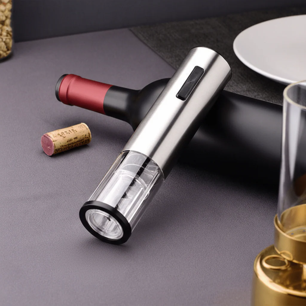 Vinolux - 4-in-1 electric wine opener - corkscrew with pourer, foil cutter & vacuum stopper for effortless wine enjoyment - Image 3