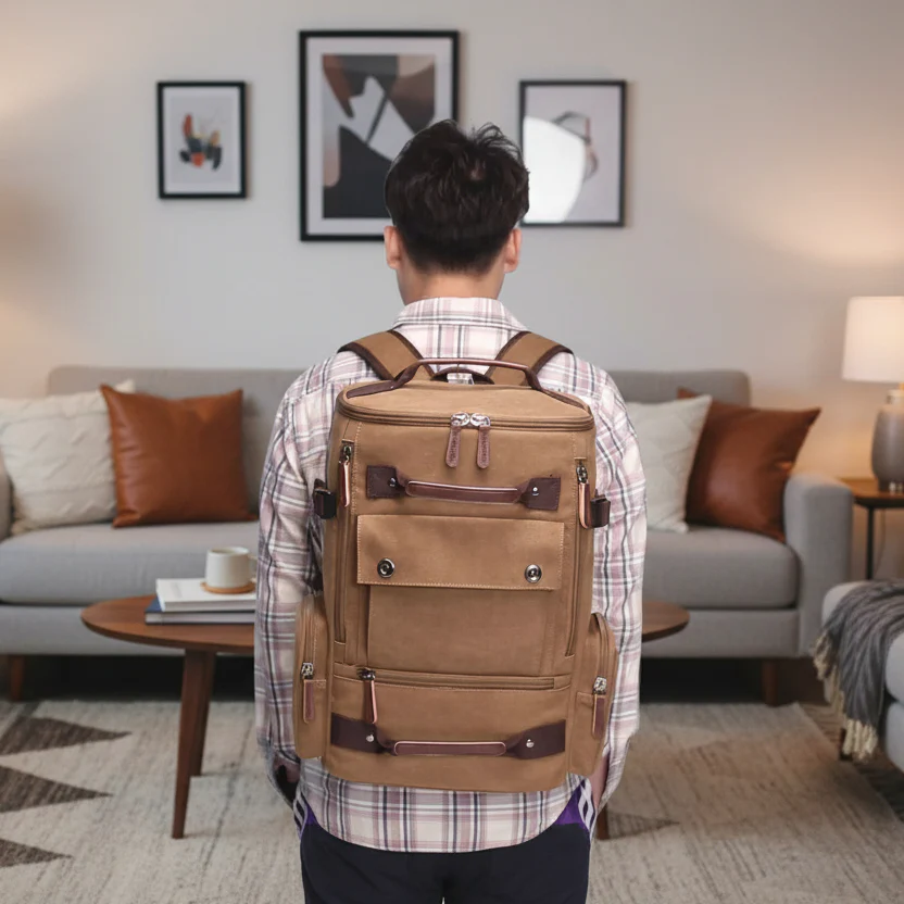 VintageCanvas backpack - Stylish & functional with laptop compartment for everyday life & adventure - Image 3