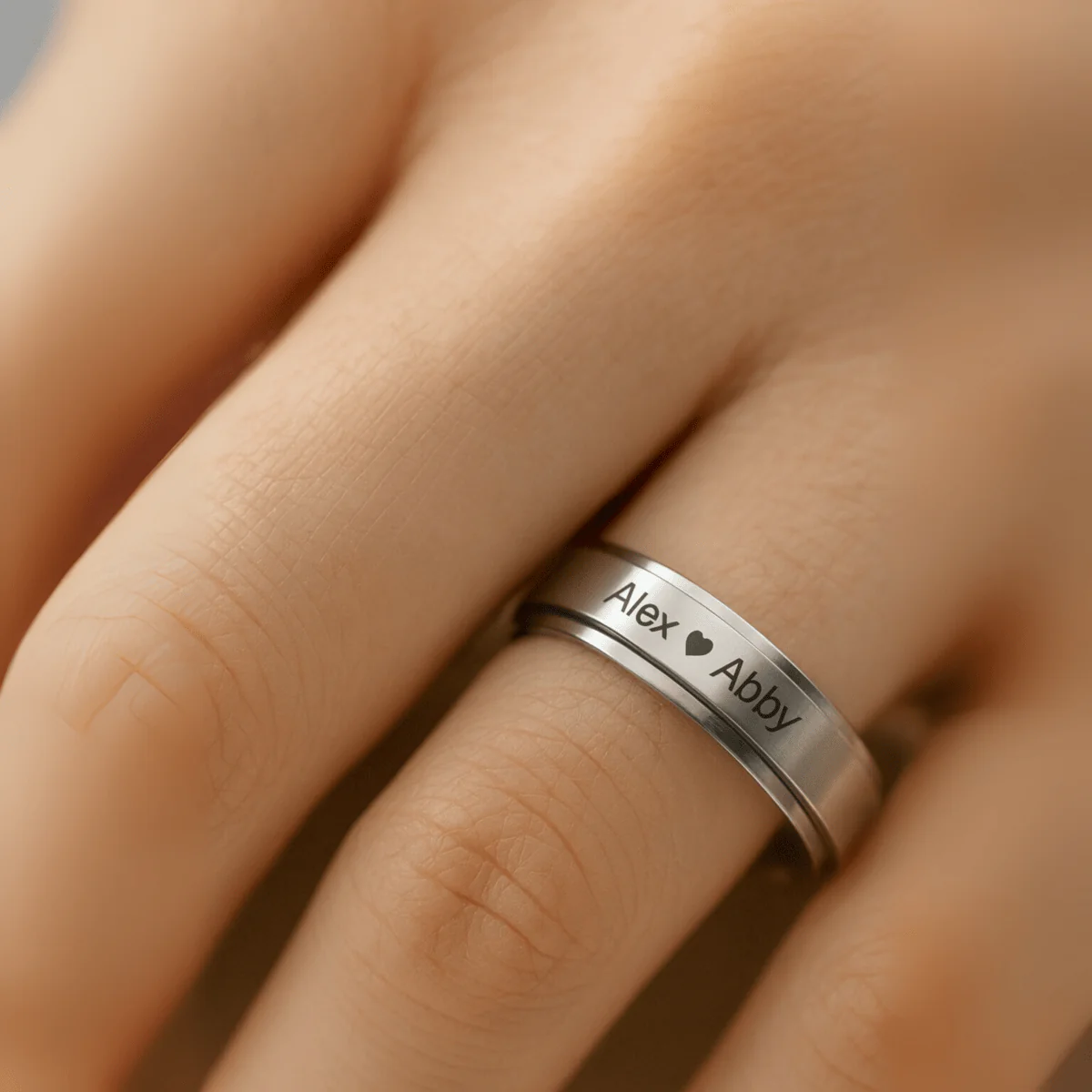 VORTENO – Stainless Steel Spinner Ring with Engraving for Couples - Image 6