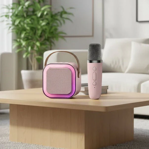 VOXBEAT – Portable Singing Machine with Wireless Microphones & Color-Changing Light