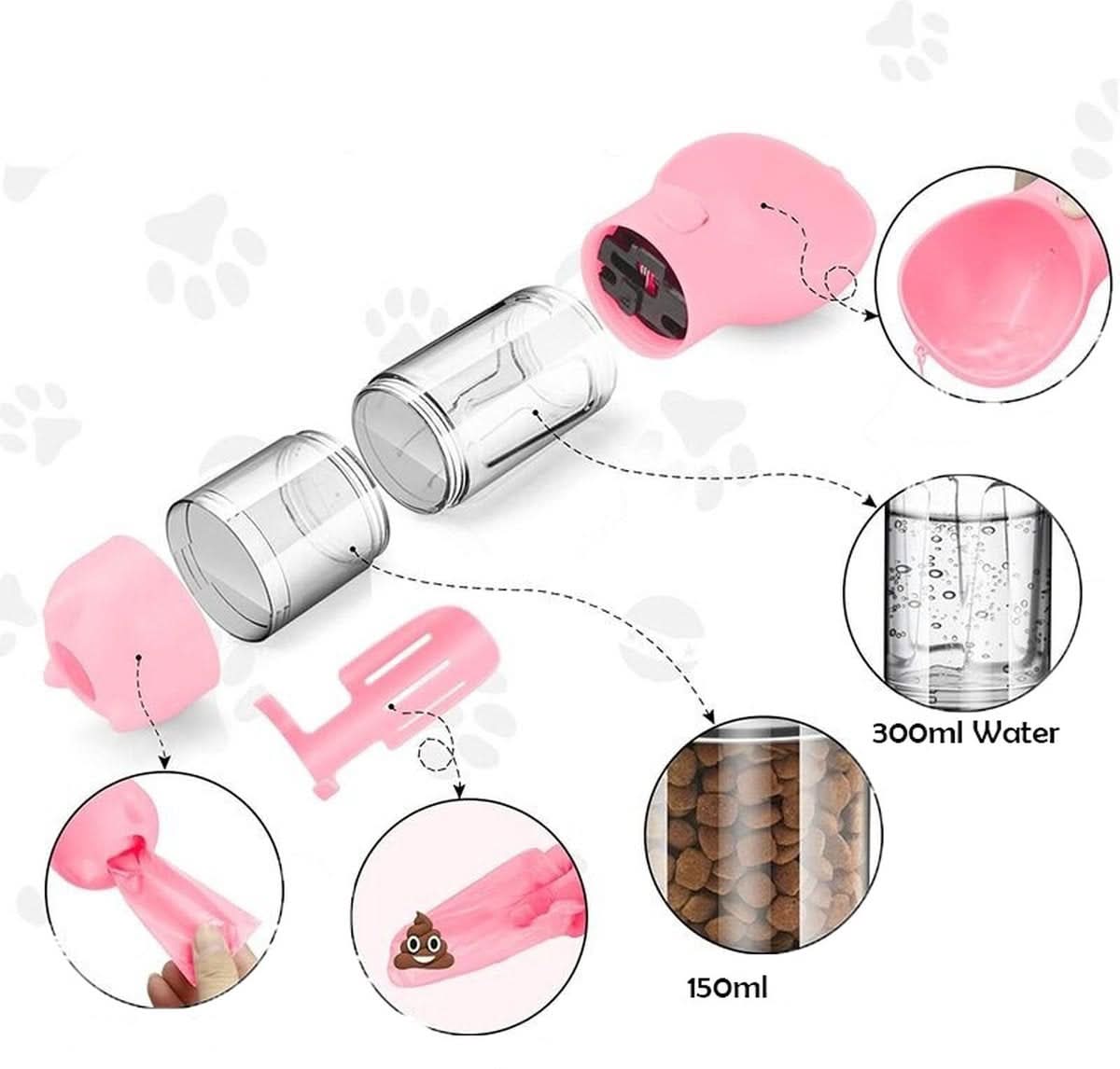 WALKIEPET BOTTLE – Portable 2-in-1 Dog Drinking & Feeding Bottle with Waste Bag Holder - Image 8