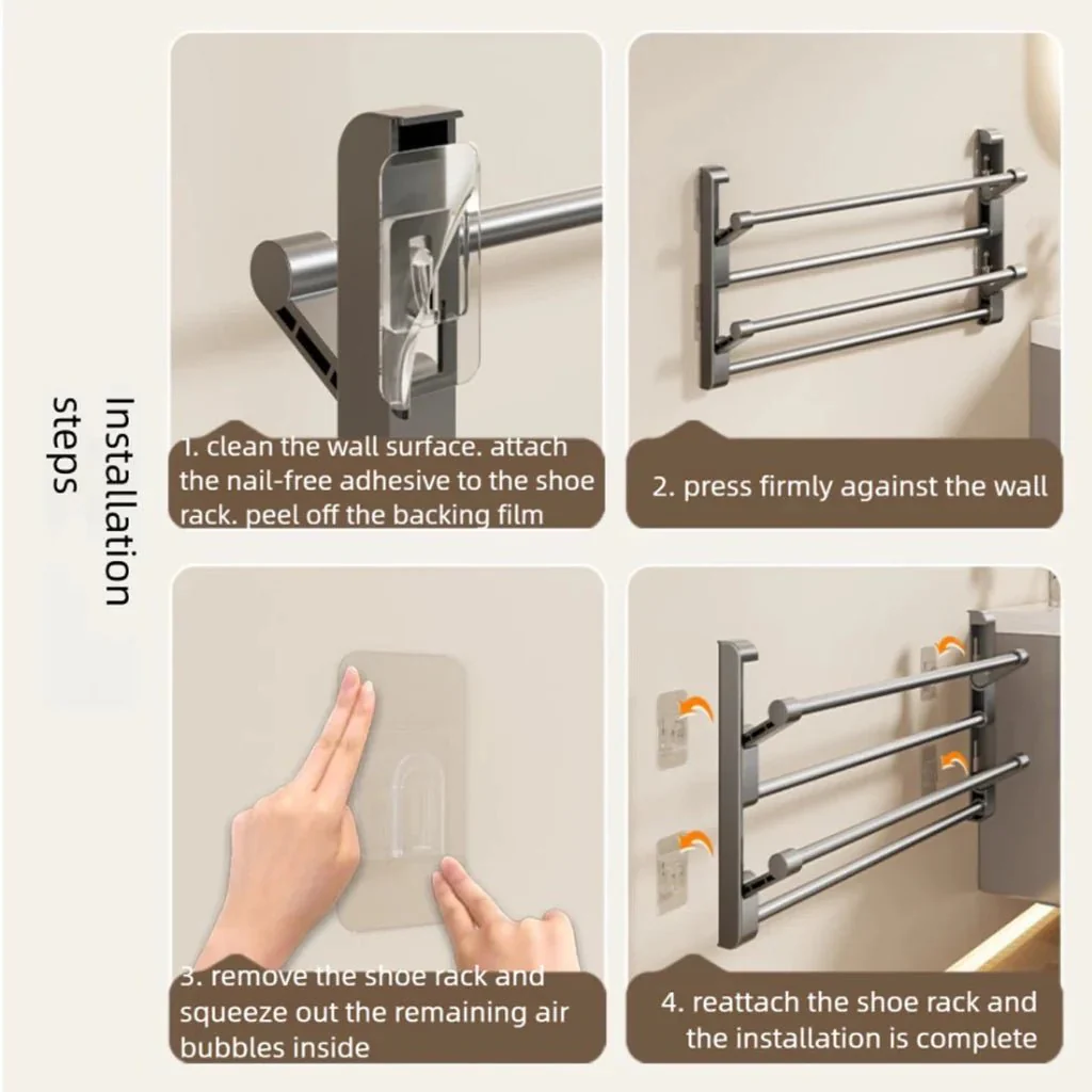 WALL ORGANIZER – Wall-mounted shoe rack with drainage for space-saving storage - Image 4