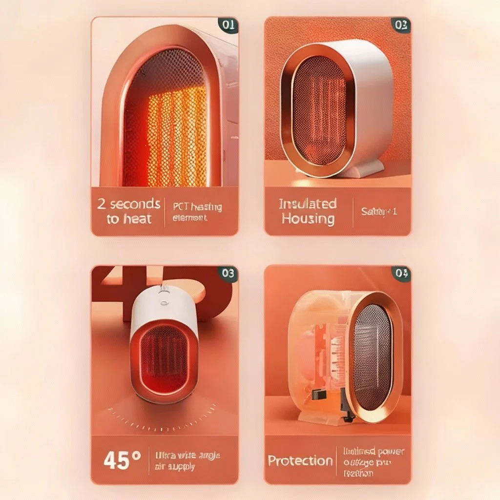 WARMFLOW – Mini electric heater with ceramic fan and energy-saving room heat - Image 6