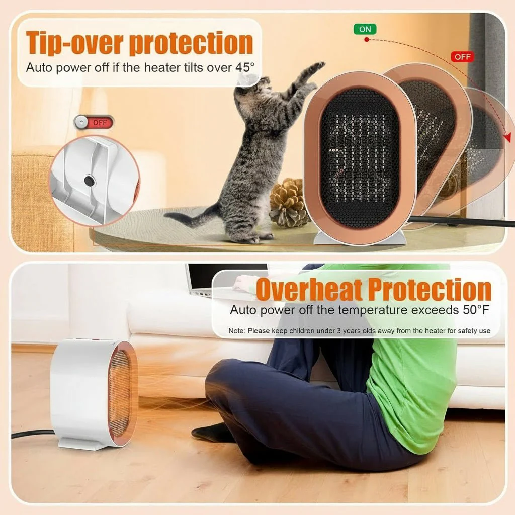WARMFLOW – Mini electric heater with ceramic fan and energy-saving room heat - Image 8