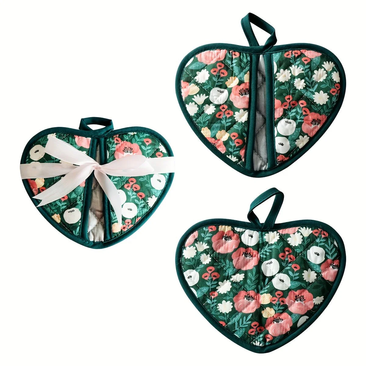 WARMHEART – Heat-resistant heart-shaped pot holders in floral vintage design - Image 11