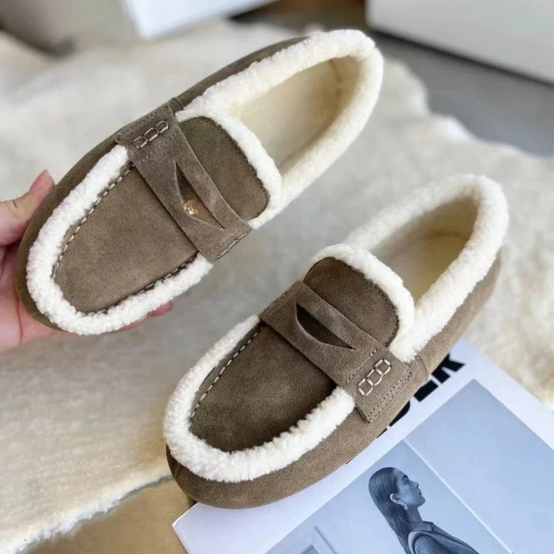 WARMTOE – Classic Women's Suede Loafers with Round Toe Shape and Wool Lining - Image 3
