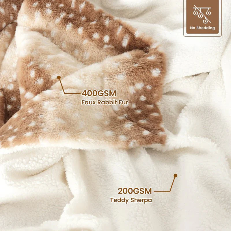 WILDCOZY – Cozy Wild Fur Blanket with Deer Motif – Reversible Plush Comfort - Image 6