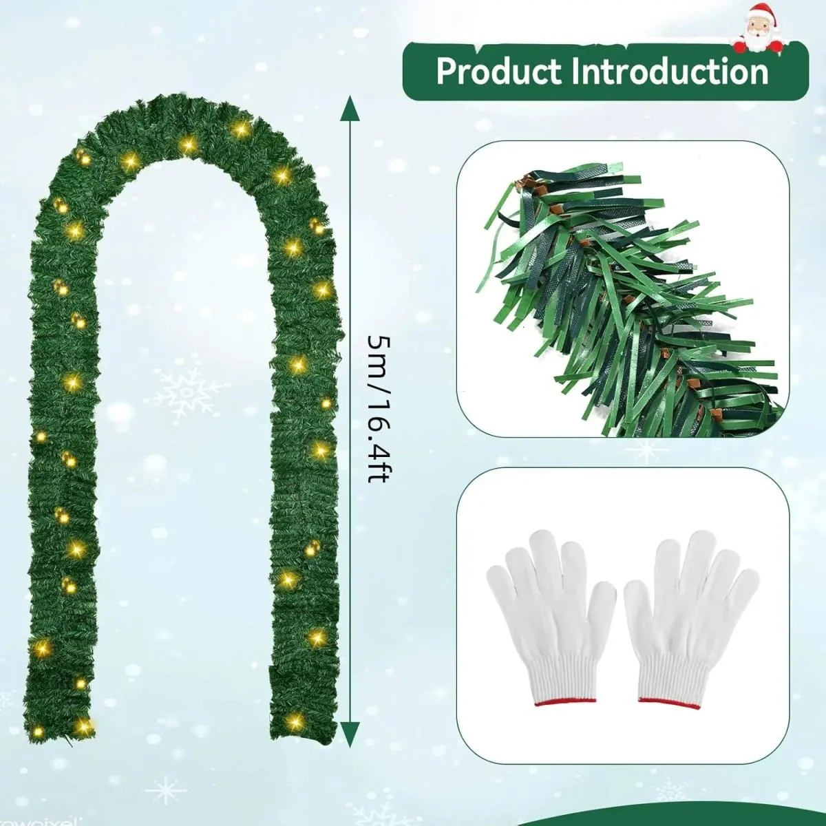 WINTERGREEN Christmas Garland – 2.7 m LED Decoration with Warm White Light - Image 5