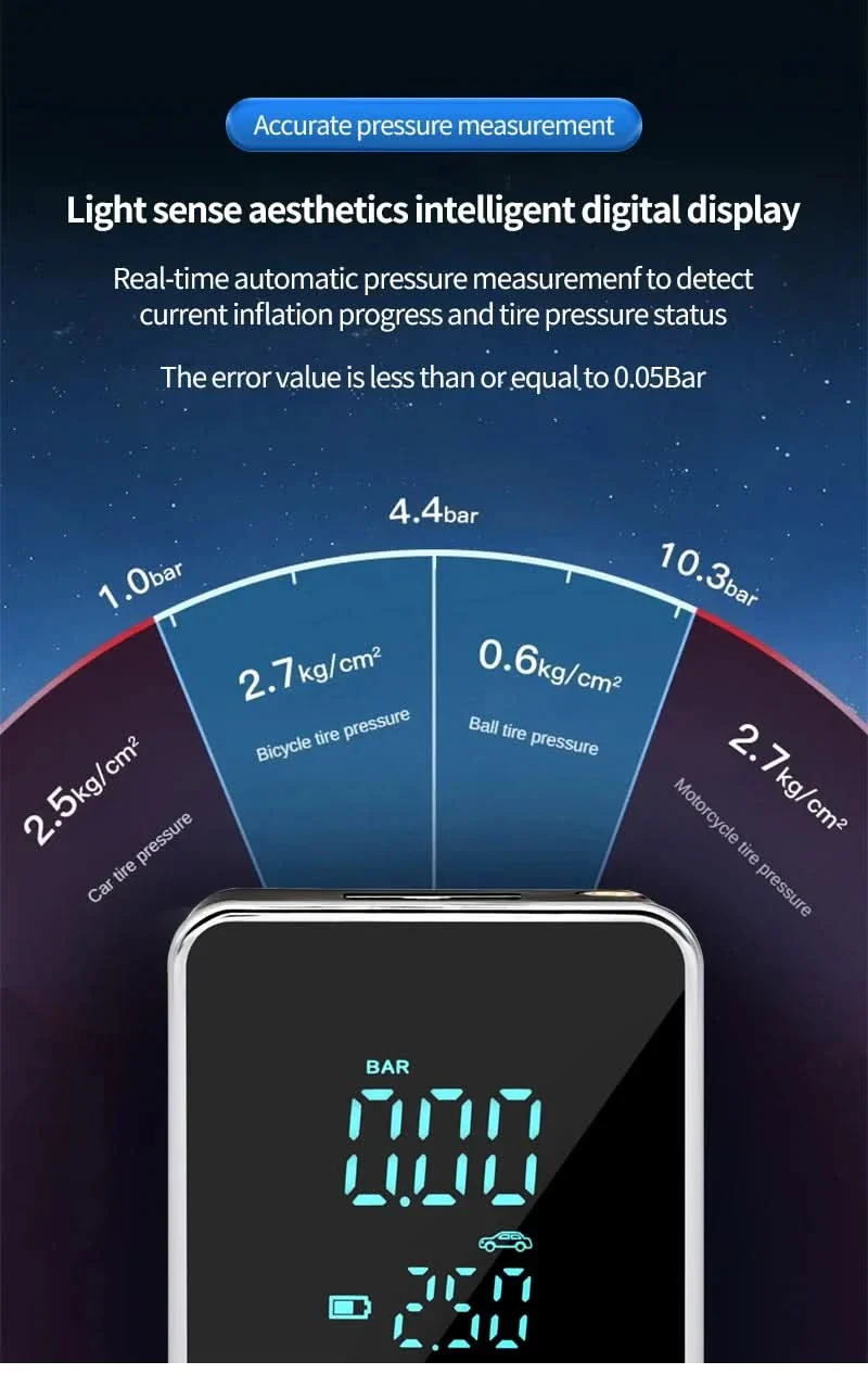 Wireless Air Pump with Touchscreen - Portable air pump with 150psi for car & bike - Image 8