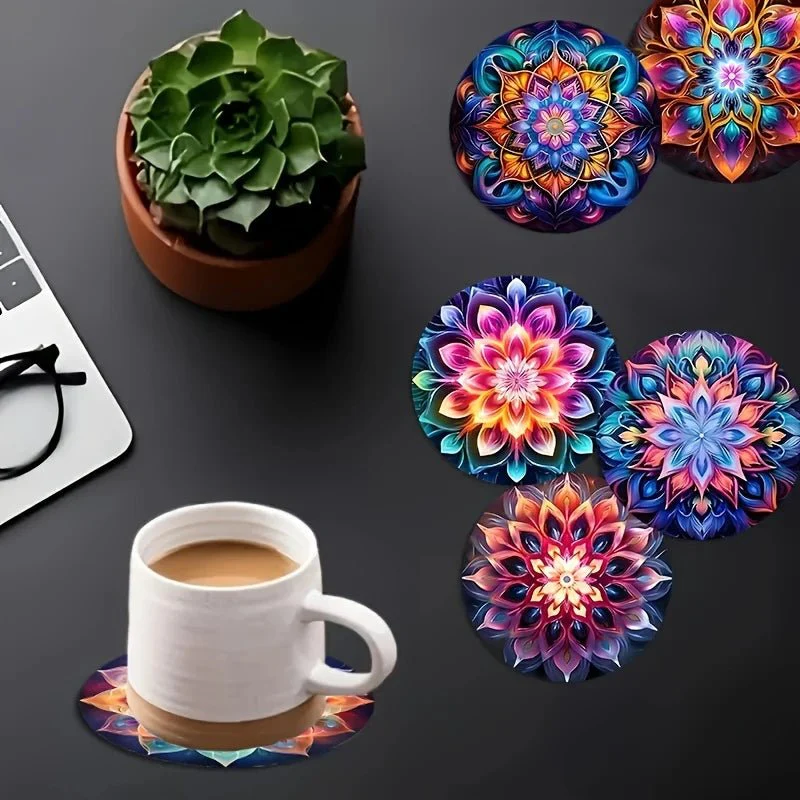 WOODARA – Elegant round wooden coaster with mandala pattern - Image 6