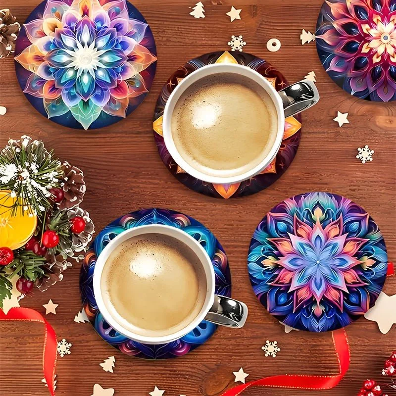 WOODARA – Elegant round wooden coaster with mandala pattern - Image 7