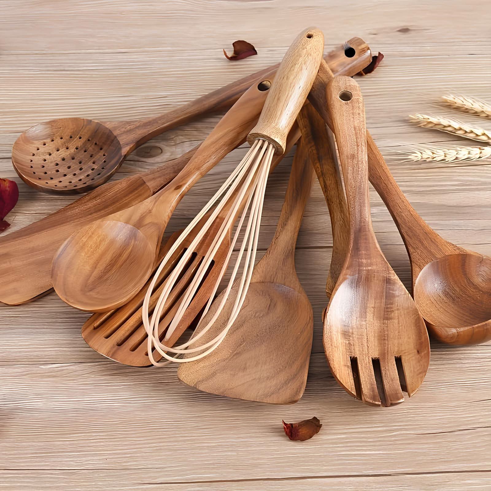 WOODERA NATURA SET – 11-piece Teak Wood Utensil Set for Sustainable Cooking - Image 3