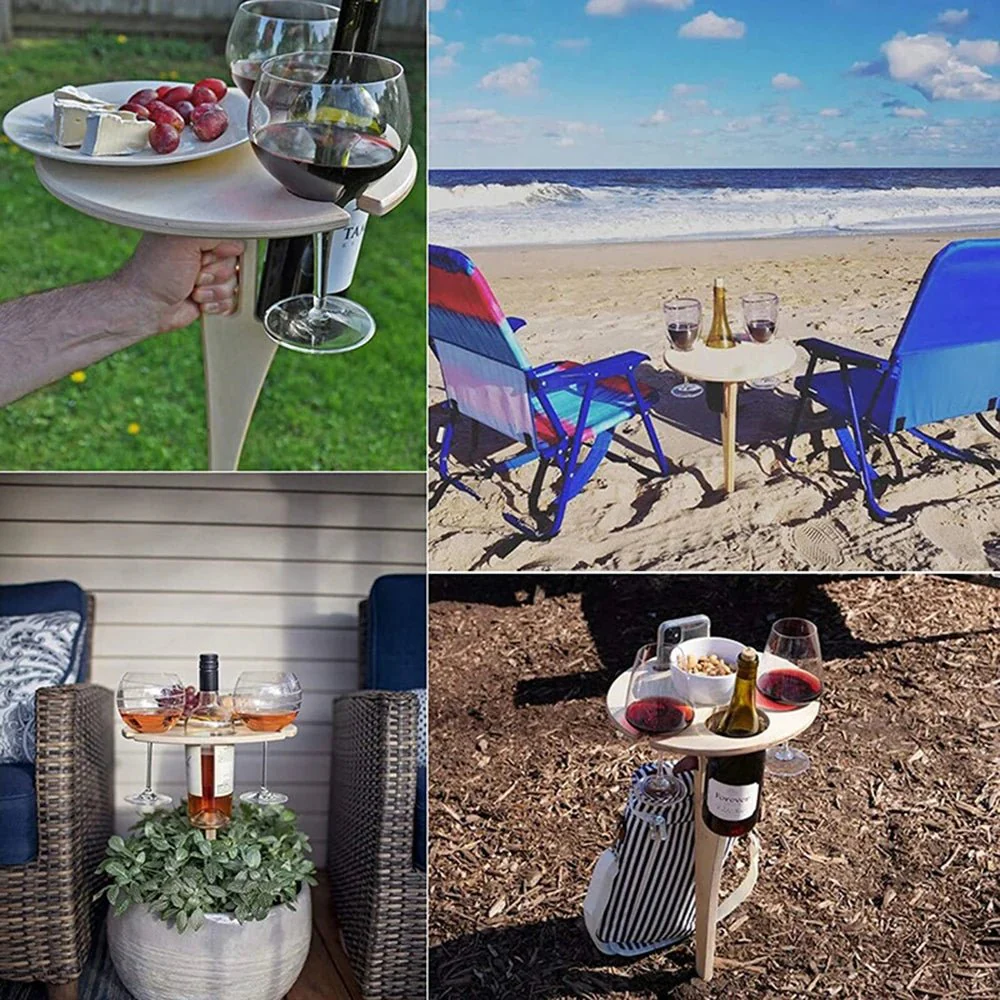 WOODESCAPE – Portable Foldable Wooden Wine Table for Outdoors with Glass Holder for Picnics & Camping - Image 6