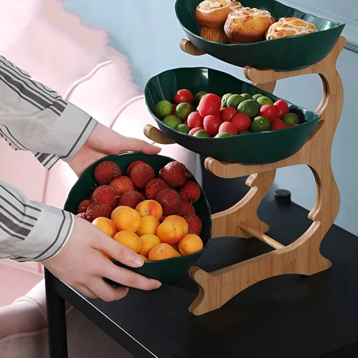 WOODFORM – Multi-tier wooden fruit bowl for modern countertop storage - Image 3