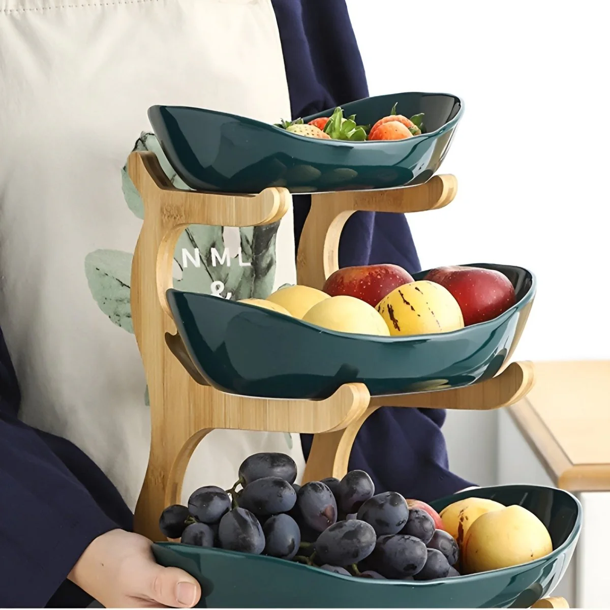 WOODFORM – Multi-tier wooden fruit bowl for modern countertop storage - Image 4