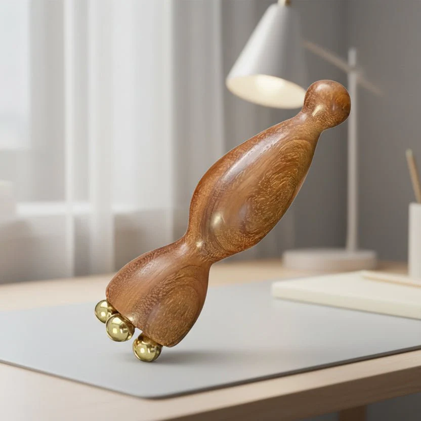 WOODPOD – Seedpod Gua Sha Massager Brass & Rosewood Facial Lifting Tool
