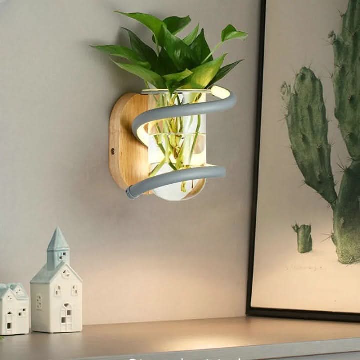 WOODVIA – LED wall light made of wood with built-in vase holder - Image 2
