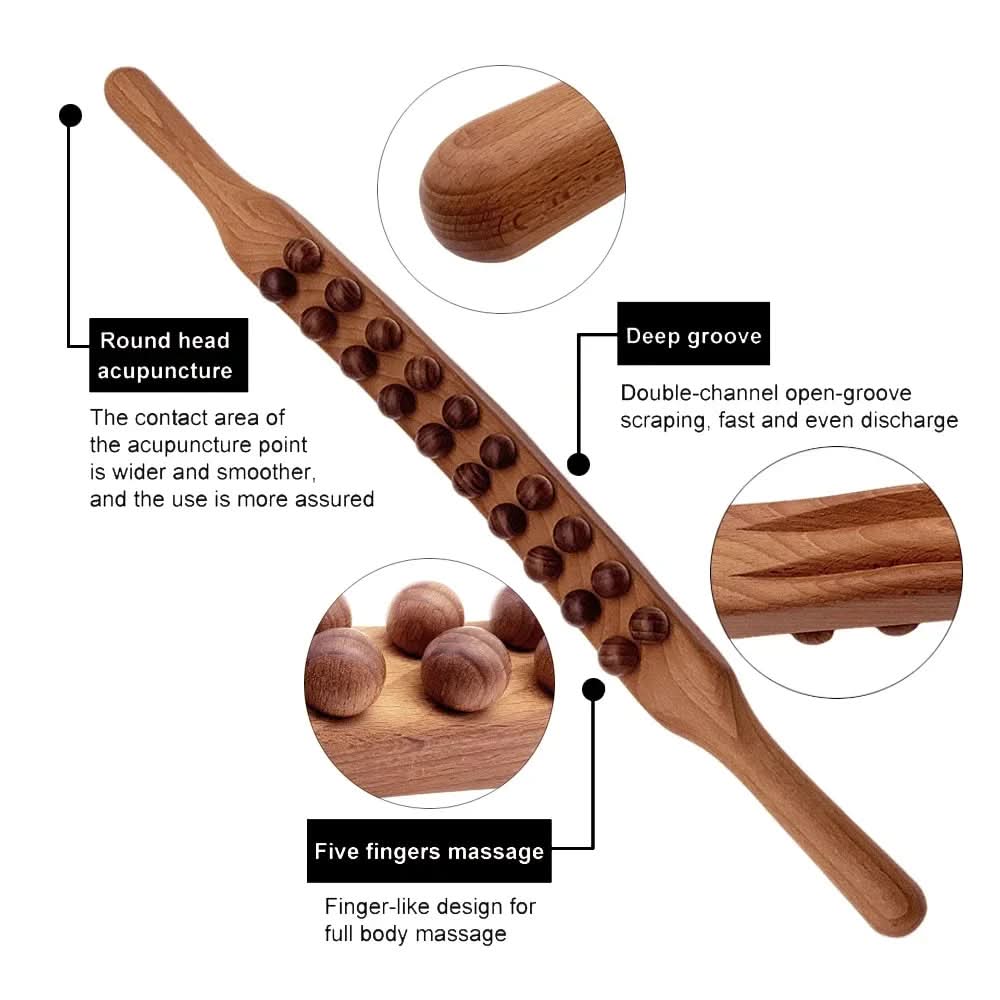 WOOLEASE – Gua Sha Massage Stick made of Natural Wood - Image 5