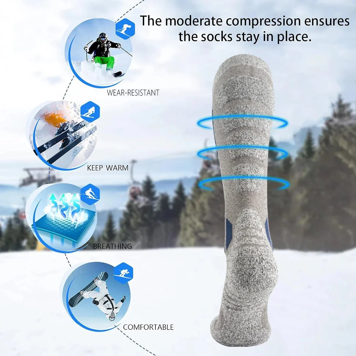 WOOLPEAK – Thermal wool socks for skiing & hiking, unisex, long tube design - Image 4