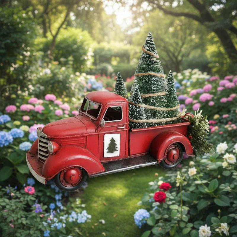 YULEYARDER – Vintage Red Truck Ornament with Mini Tree for Festive Decor - Image 10