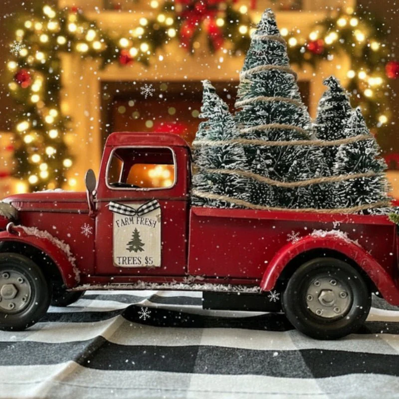 YULEYARDER – Vintage Red Truck Ornament with Mini Tree for Festive Decor - Image 7